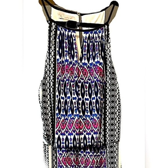 CB Established 1962 Geometric Bohemian Ikat Halter Key Hole SZ 14P Maxi Dress - Picture 11 of 16